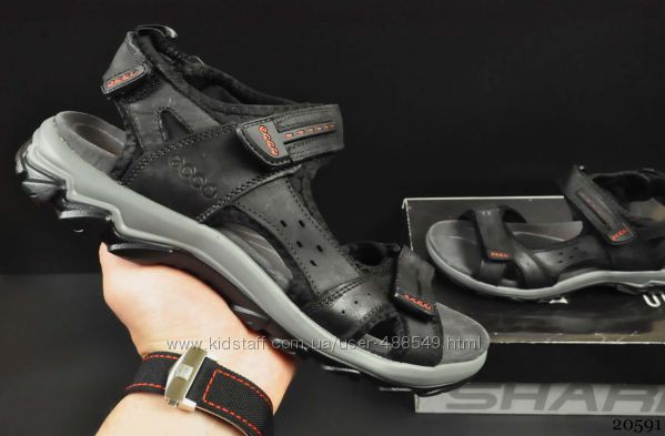 Мужские кожаные сандалии Ecco black, 40р