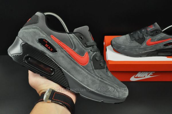 Кроссовки Nike Air Max 90 , мужские, серые замш