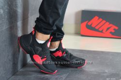  Кроссовки мужские Nike Air Huarache, черные с красным