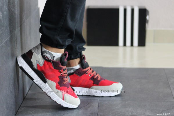  Кроссовки мужские Adidas Nite Jogger Boost красные 8425