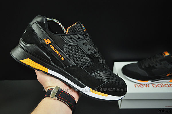  Кроссовки мужские New Balance черные с оранжевым