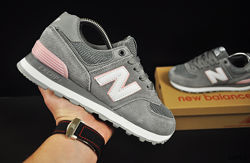 Кроссовки женские New Balance 574 серый с розовым