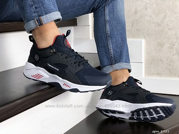  Кроссовки мужские Nike Air Huarache синие с красным