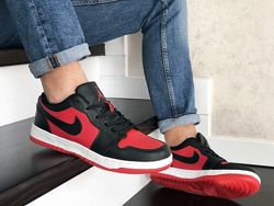  Кроссовки мужские Nike Air Jordan 1 Low, черные с красным