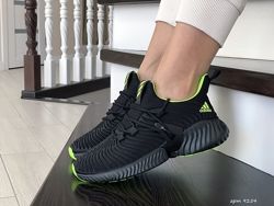  Кроссовки женские Adidas Alphabounce, черные с салатовым