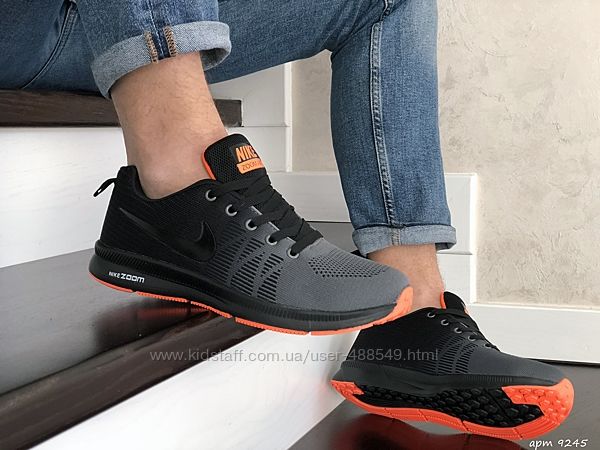  Кроссовки мужские Nike Zoom, черные с оранжевым
