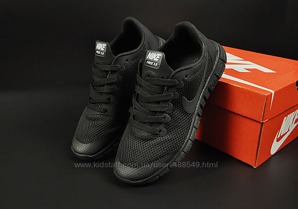  Кроссовки сетка Nike Free Run 3.0, черные 36-40р