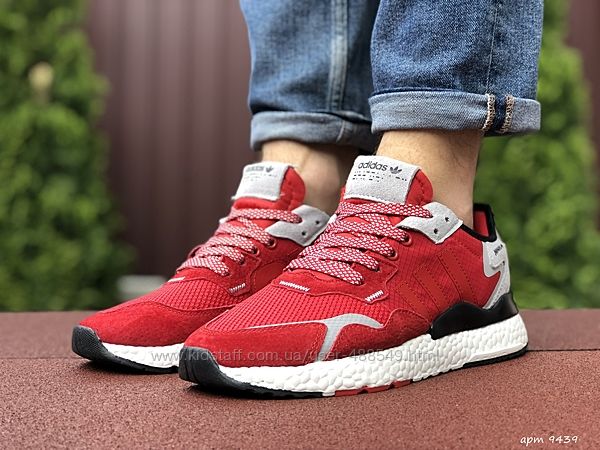 Кроссовки мужские Adidas Nite Jogger Boost 3M, красные 