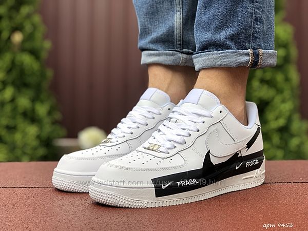Кроссовки мужские Nike Air Force FRAGIL, белые с черным
