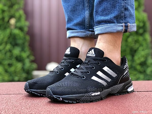  Кроссовки мужские Adidas Marathon, черные с белым 9461