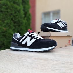 Кроссовки мужские New Balance 574, чёрные с белым