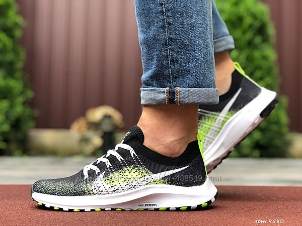 Кроссовки мужские Nike Zoom, черные с салатовым