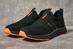 Кроссовки летние Adidas без шнурков, черные 36-41р