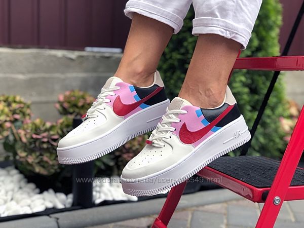  Кроссовки женские Nike Air Force , белые с розовым
