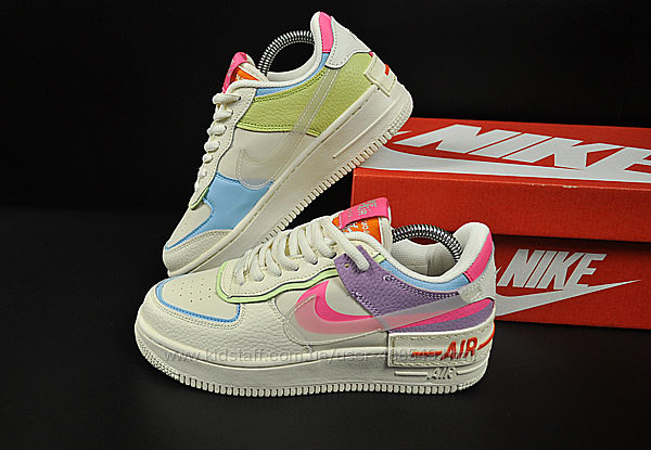  Кроссовки женские Nike Air Force 1 Shadow, бежевые с розовым