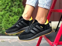 Кроссовки женские Adidas Iniki, черные с оранжевым