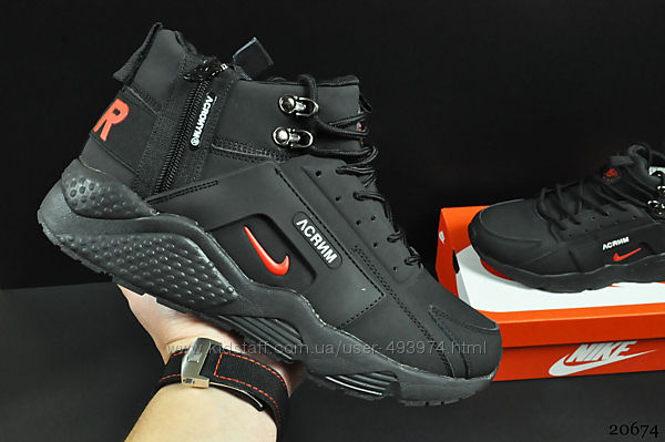 ботинки Nike Air Huarache арт 20674 зимние, мужские, черные