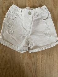 Джинсовые белые шорты с потертостями Next, 4-5, рост 110