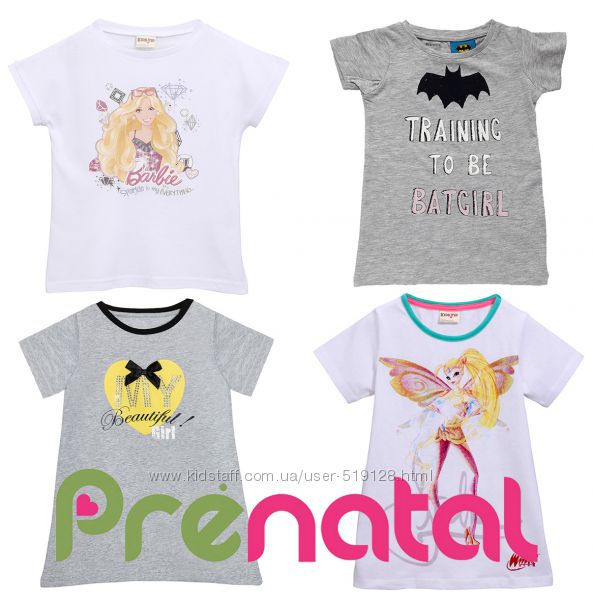 Ассортимент футболок з принтами для дівчат 3-8 років фірми Prenatal Італія