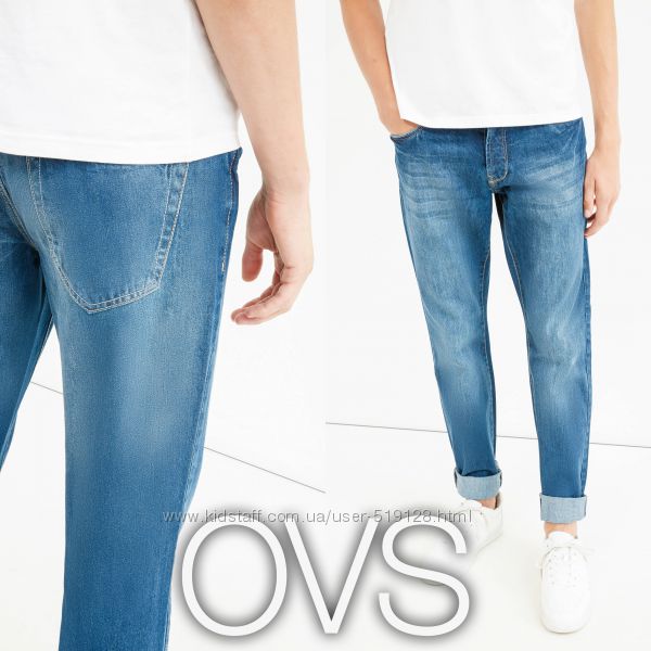 Прямі чоловічі джинси з потертостями S від фірми OVS Італія