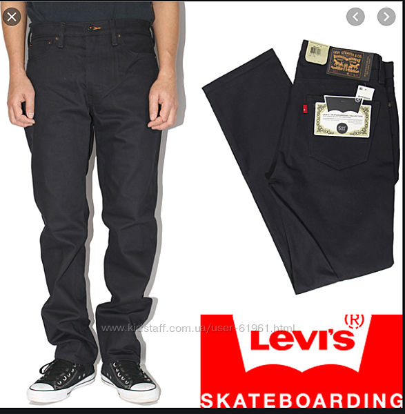 Джинсы для скейтборда LEVIS 511 Slim Jeans Caviar Bull скейтборд  подросток