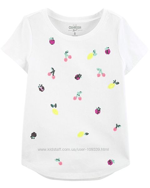 Белая футболка , carters украшенная яркими фруктами из пайеток