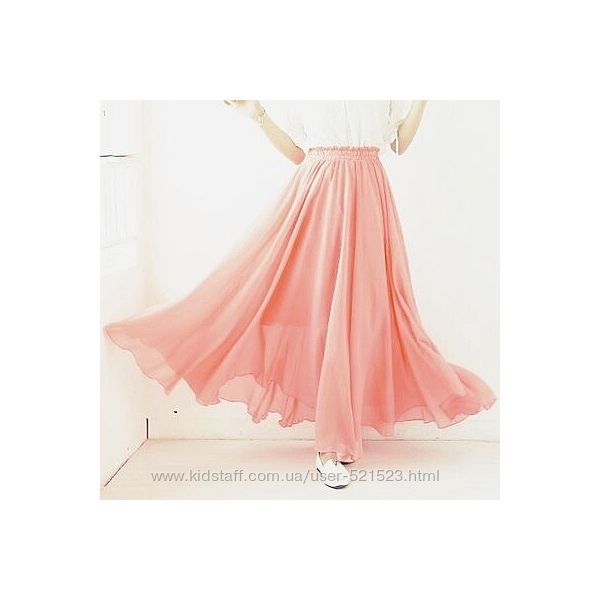 Акция юбка  пол макси длинная пудровая пудра  шифоновая ц. пудры розовая 