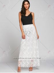  белая кружевная  гипюровая  ажурная  юбка цвета айвори 