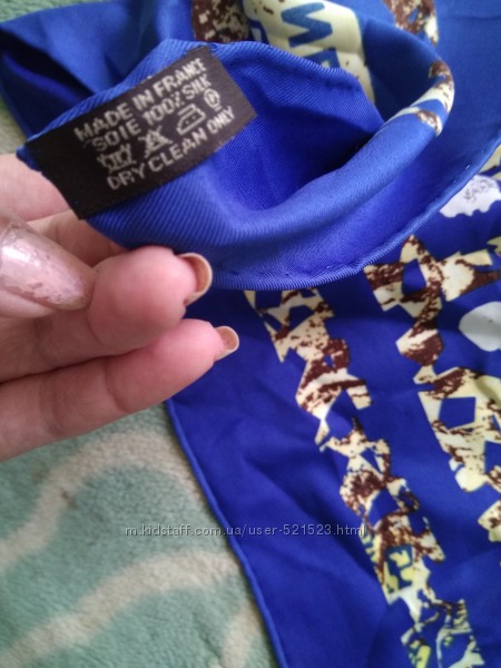 Натуральный яркий шелковый синий шёлк плотный палантин платок Шанель chanel
