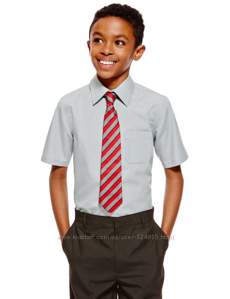 Серая школьная рубашка marks&spenser англия на 14-15 лет с коротким рукавом
