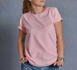 Розовая футболка женская с манжетом