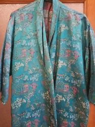 Прокат кимоно, вышивка натуральный шелк, цвет бирюза, передан на фото
