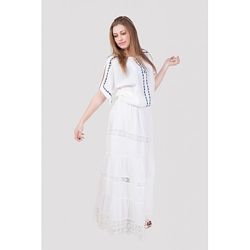 Юбка белая макси, новинки, Индия, хлопок, очень красивые  с  шитьем