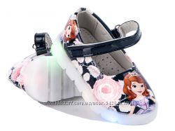Красивые туфельки Принцесса София 21-26 р с LED подсветкой 