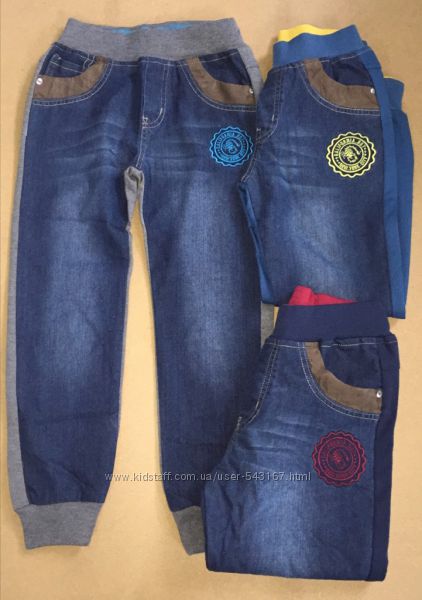 Штаны спорт, джинс трикотаж, для мальчиков, 4, 6, 8, 10, 12 лет. Венгрия. 
