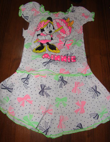 Костюм для девочки, хлопковая пижама, минни. отличное качество размеры 28-3