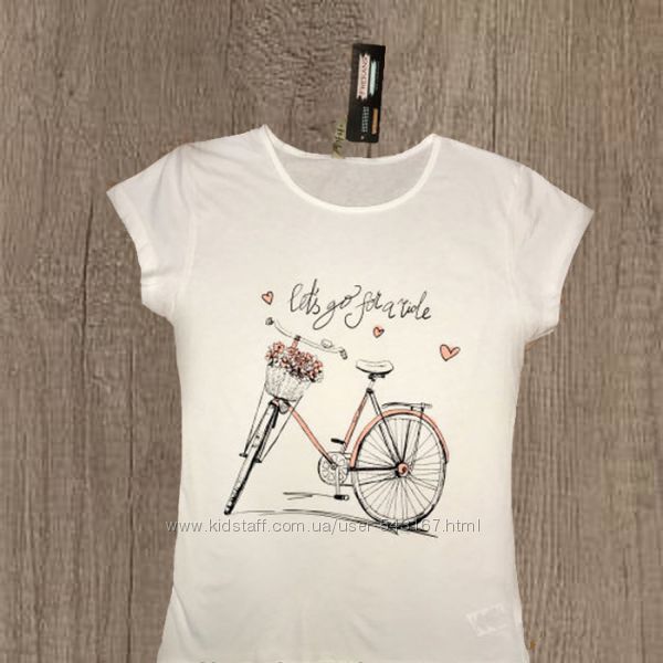 Стильная футболка женская, хлопок, Турция, 46-50, Велосипед 