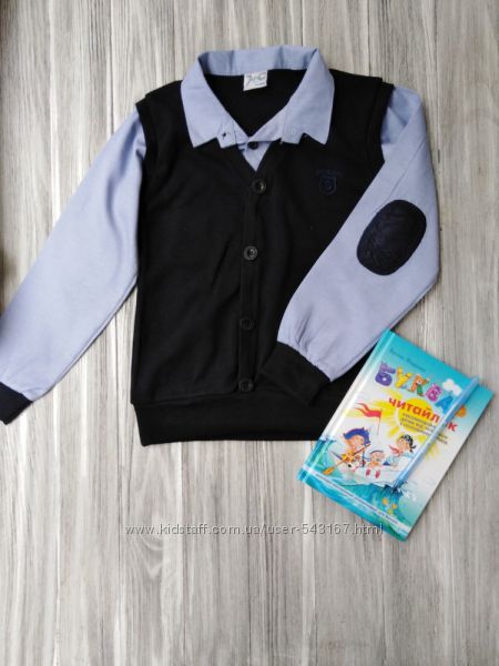 Рубашка-обманка детская Dayan 152 см Темно-синий/Белый