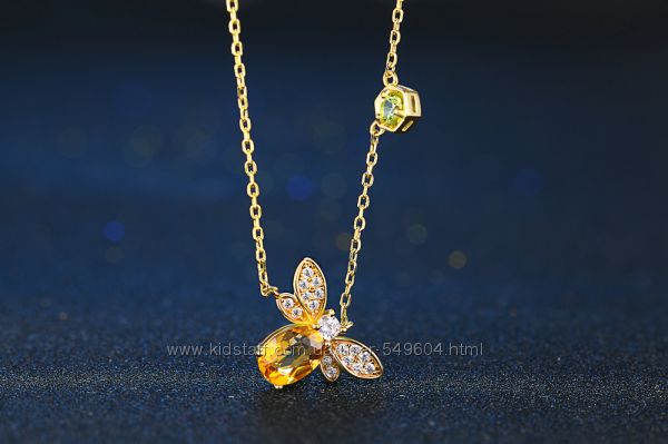 Коллекция из пчелками  в 14К. золоте и драгоценных камнях-перидот, цитрин. 