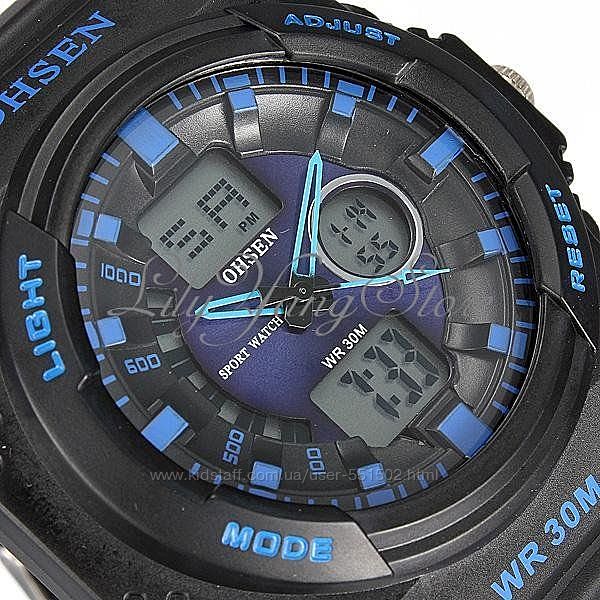 Спортивные часы 3 АТМ - OHSEN Двойной циферблат. Синие
