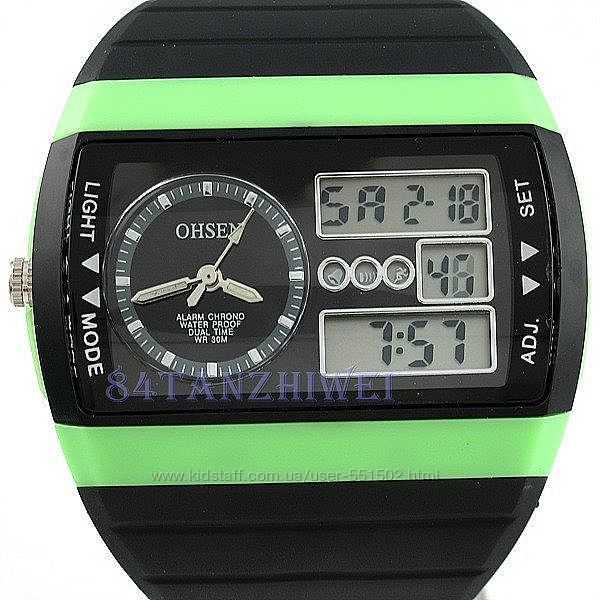 Спортивные часы 3 АТМ - OHSEN. Двойной циферблат. Зелен