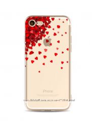 Силиконовый чехол с красными сердцами для iphone 7 8