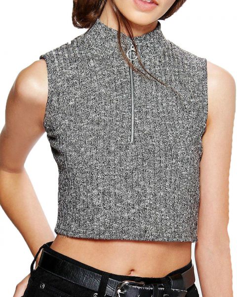 Меланжевый кроп тов в рубчик на молнии Divided by H&M