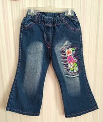 Сині джинси з квітковою вишивкою р. 3 роки