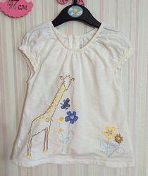 Біла футболка Next з жирафом р. 1,5-2 роки