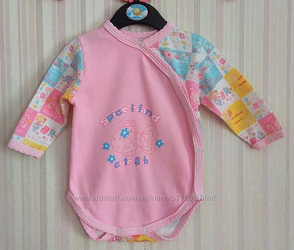 Рожевий боді / бодік з принтом і шапочка р. 6-9 міс