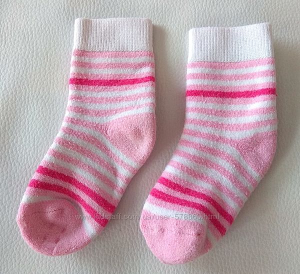 Рожеві махрові шкарпетки у смужку р. 12