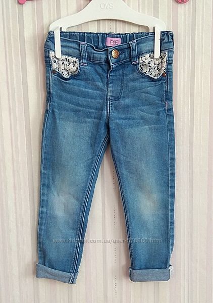 Блакитні джинси з мереживом F&F р. 2-3 роки