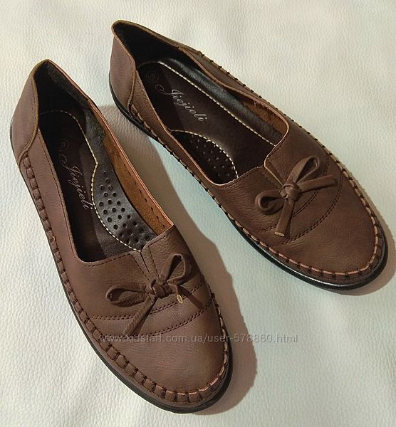 Коричневі жіночі туфлі на танкетці р. 40