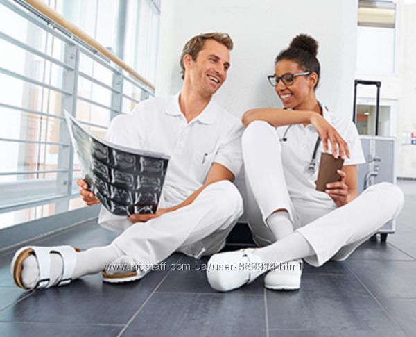 Белые медецинские  мужские брюки от немецкой фирмы JobStyle 